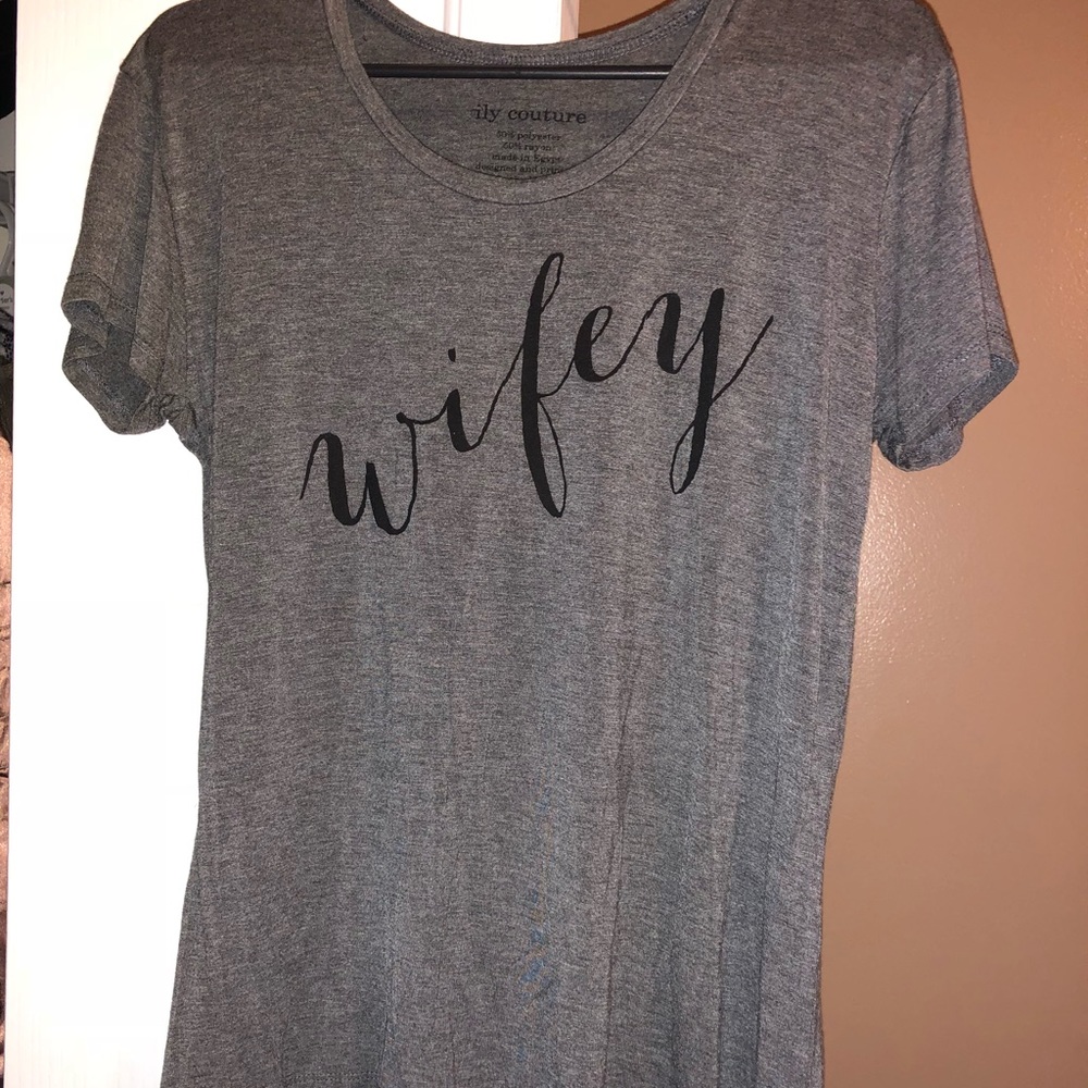 Pj Couture Gray 'Wifey' Short Sleeve Tee